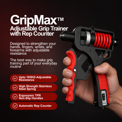 GripMax™ Adjustable Grip Trainer with Rep Counter